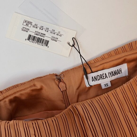 Andrea Iyamah Linea Pleated Peplum Pants Toffee Brown Bronze - Size XS - NWT - Picture 3 of 7